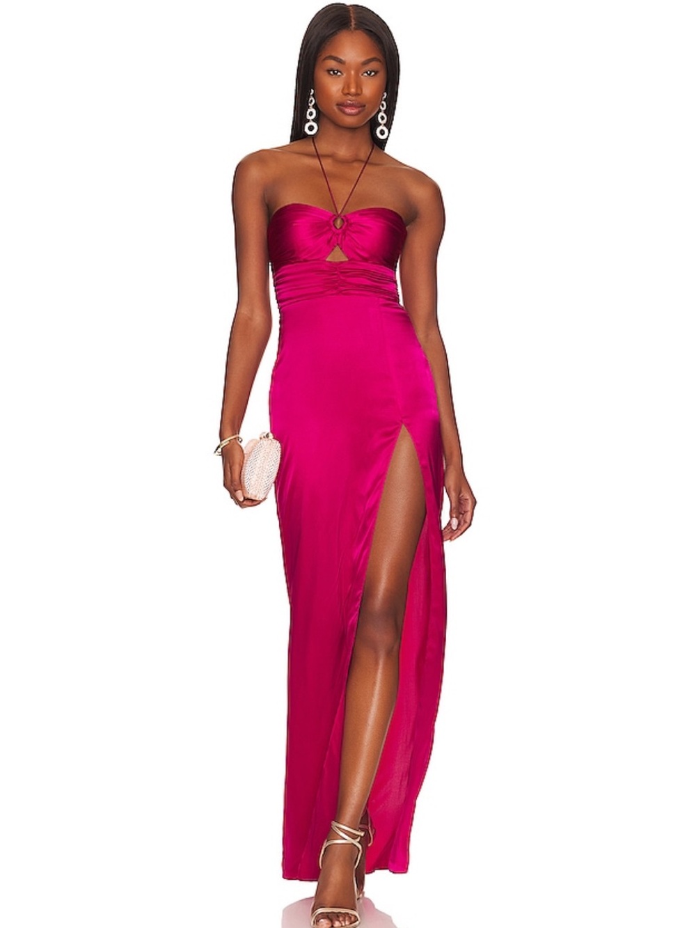 Amanda Uprichard REVOLVE Destina Gown Genie Strapless Fuchsia Satin Maxi Dress M